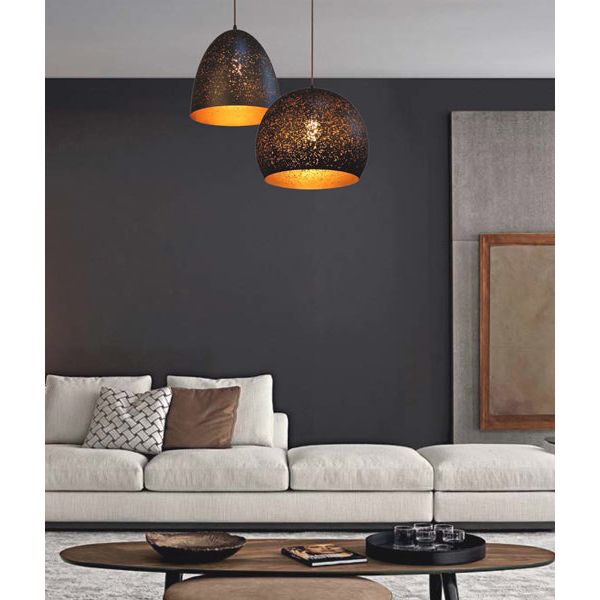 CLA Celeste Black with Gold Interior Pendant Lights