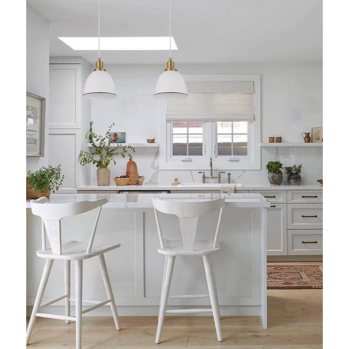 CLA CEREMA White with Antique Brass & Black Highlight Pendant Lights