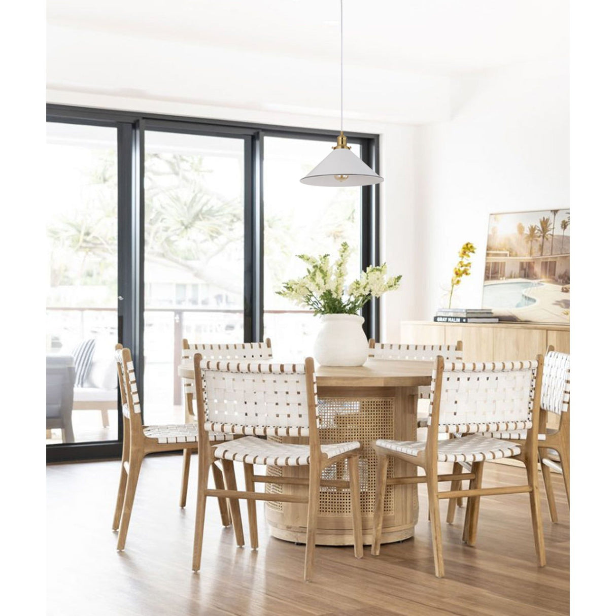CLA CEREMA White with Antique Brass & Black Highlight Pendant Lights
