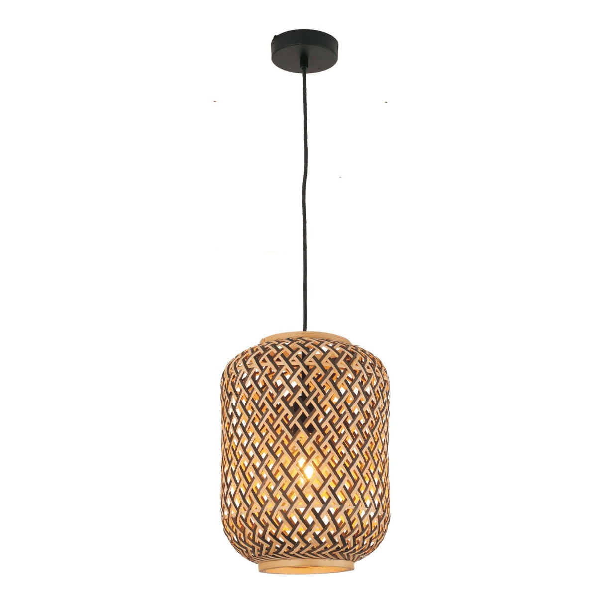 CLA CESTA Cylinder Brown/Natural Bamboo Cage Pendant Light