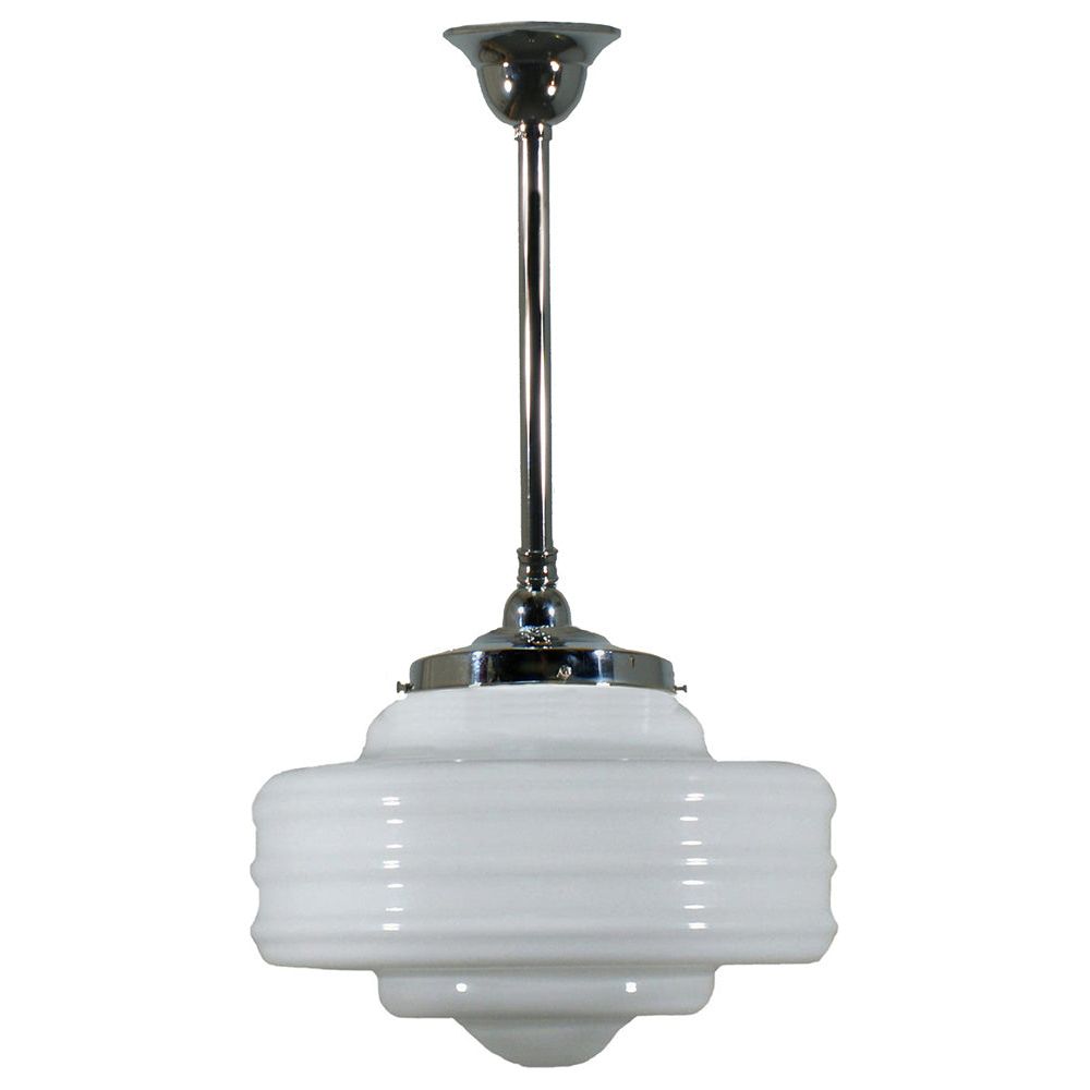 Lighting Inspiration Detroit 14'' Opal Rod Pendant 3/4'' Half Meter Chrome