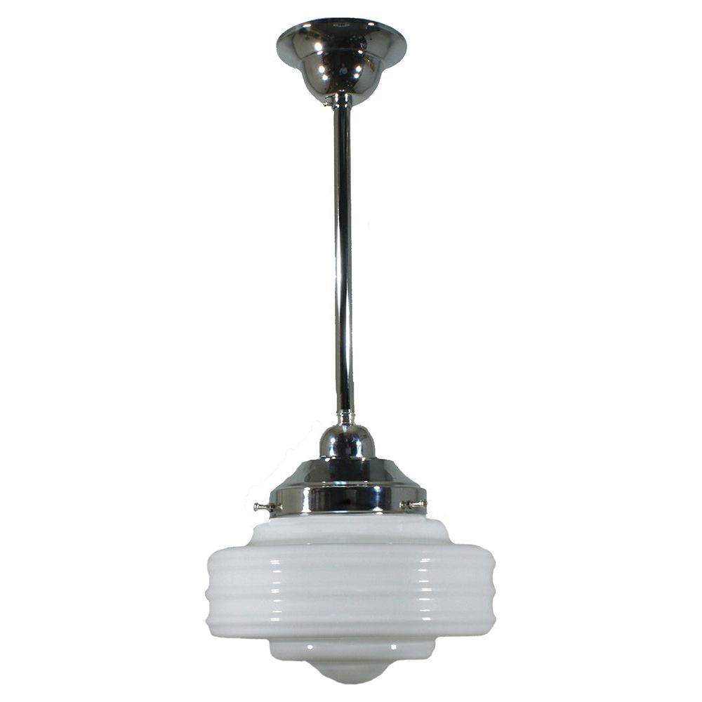 Lighting Inspiration Detroit 8'' Opal Rod Pendant 1/2'' Half Meter Chrome