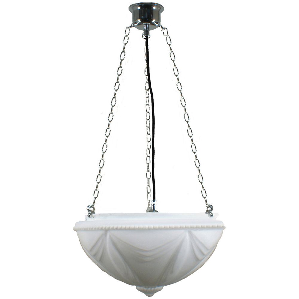 Lighting Inspiration Empire 14'' Opal Matt 3 Chain Black Cord Susp Chrome