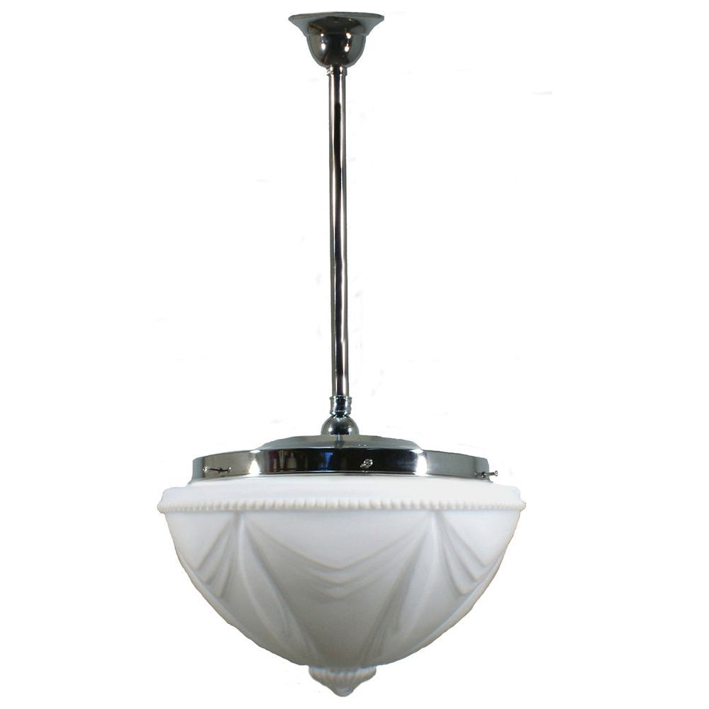 Lighting Inspiration Empire 14'' Opal Matt Rod Pendant 3/4'' Chrome
