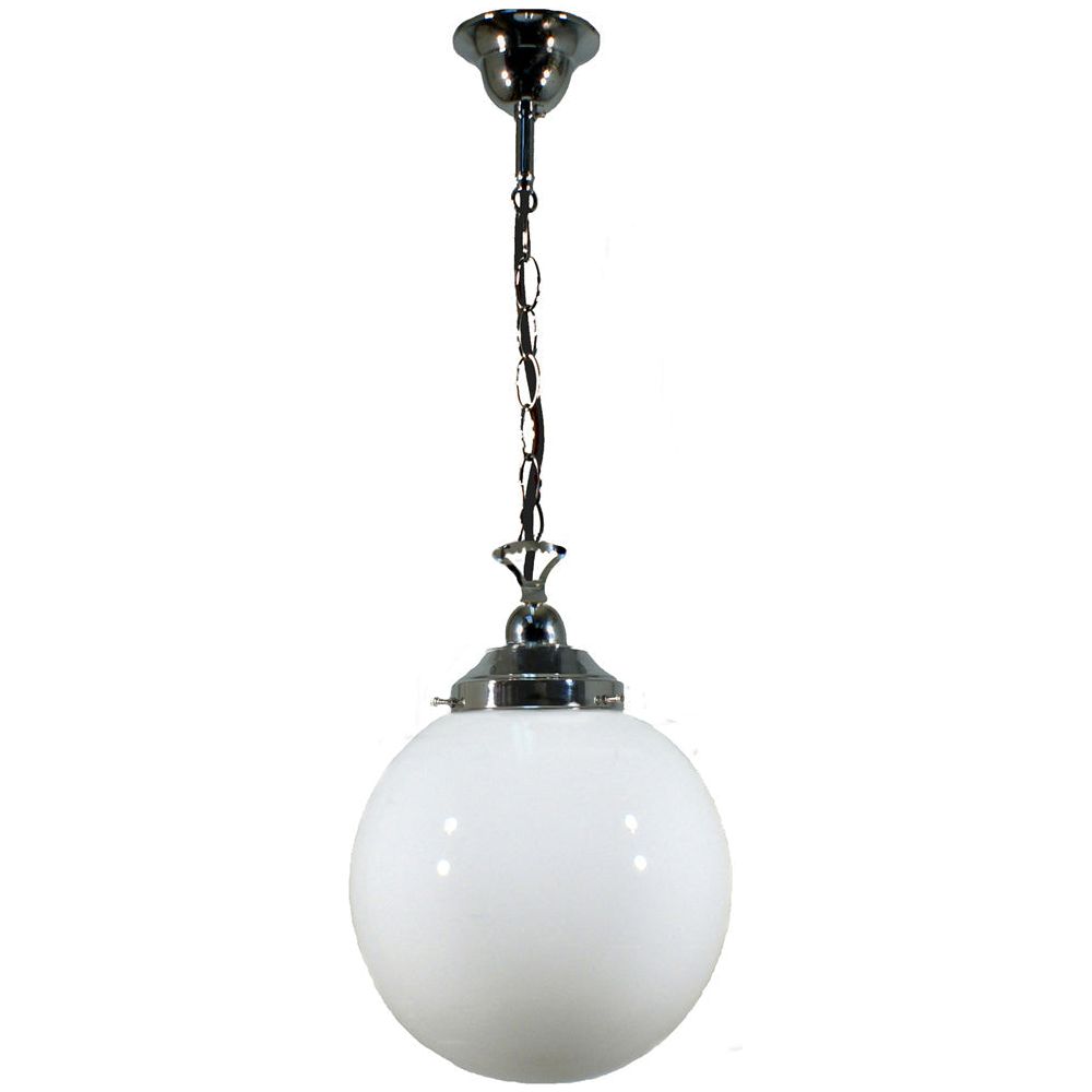 Lighting Inspiration Sphere 10'' Opal Single Chain Susp Brown Cord Chrome