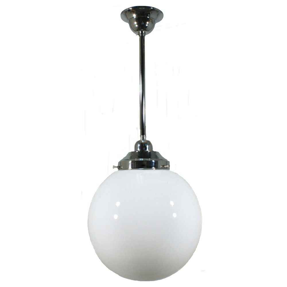 Lighting Inspiration Sphere 10'' Opal Rod Pendant 1/2'' Half Meter Chrome