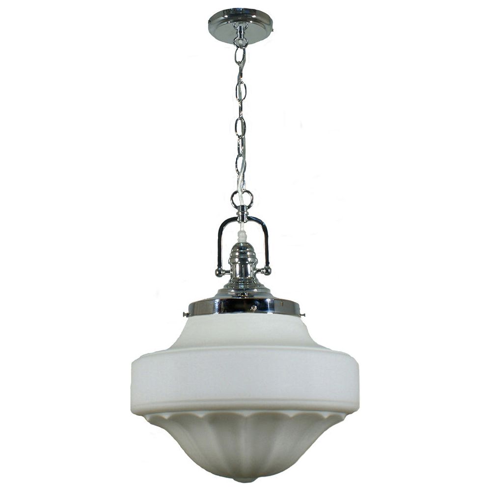 Lighting Inspiration Paramount Derby 13'' Opal Matt 1Lt Pendant Clear Flex Chrome