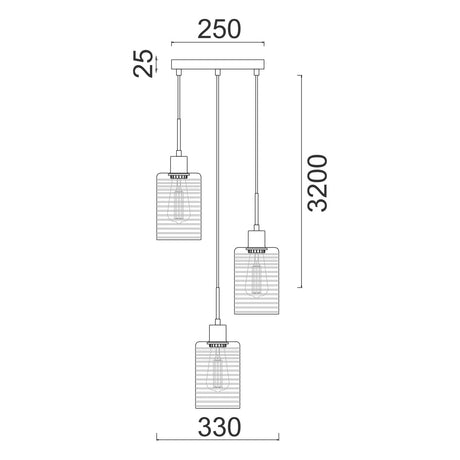 CLA ESPEJO2 Interior Iron & Rose Gold Glass with Line Effect Oblong Pendant Lights