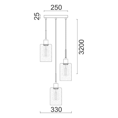 CLA ESPEJO3 Interior Iron & Chrome Glass with Dotted Effect Oblong Pendant Lights