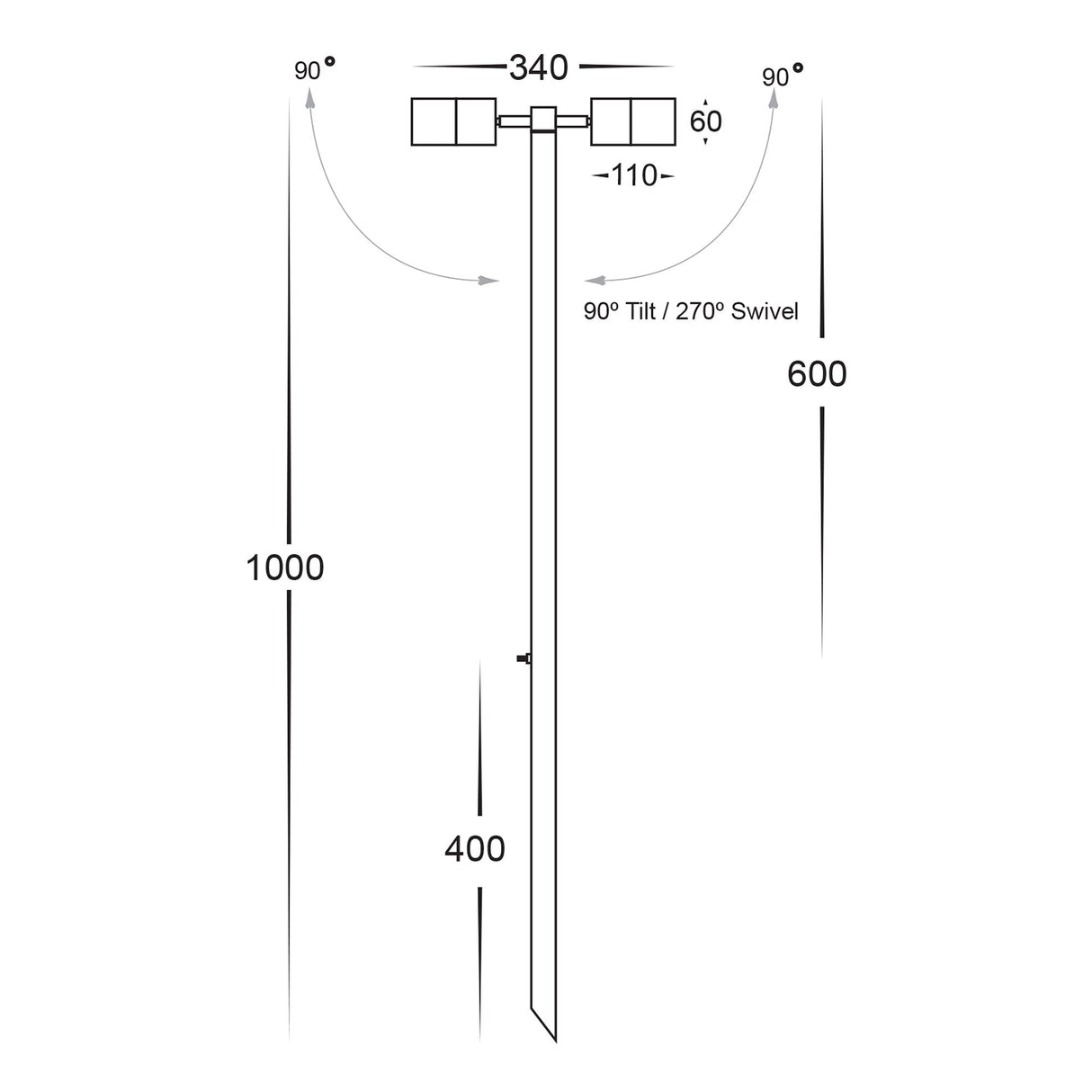 Havit HV1405T Tivah TRI Colour Double Adjustable LED Bollard Spike Light