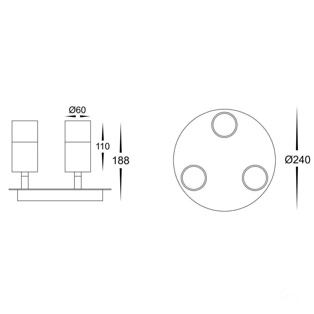 Havit HV4001T-3-RND Tivah 3 Light TRI Colour Round Plate