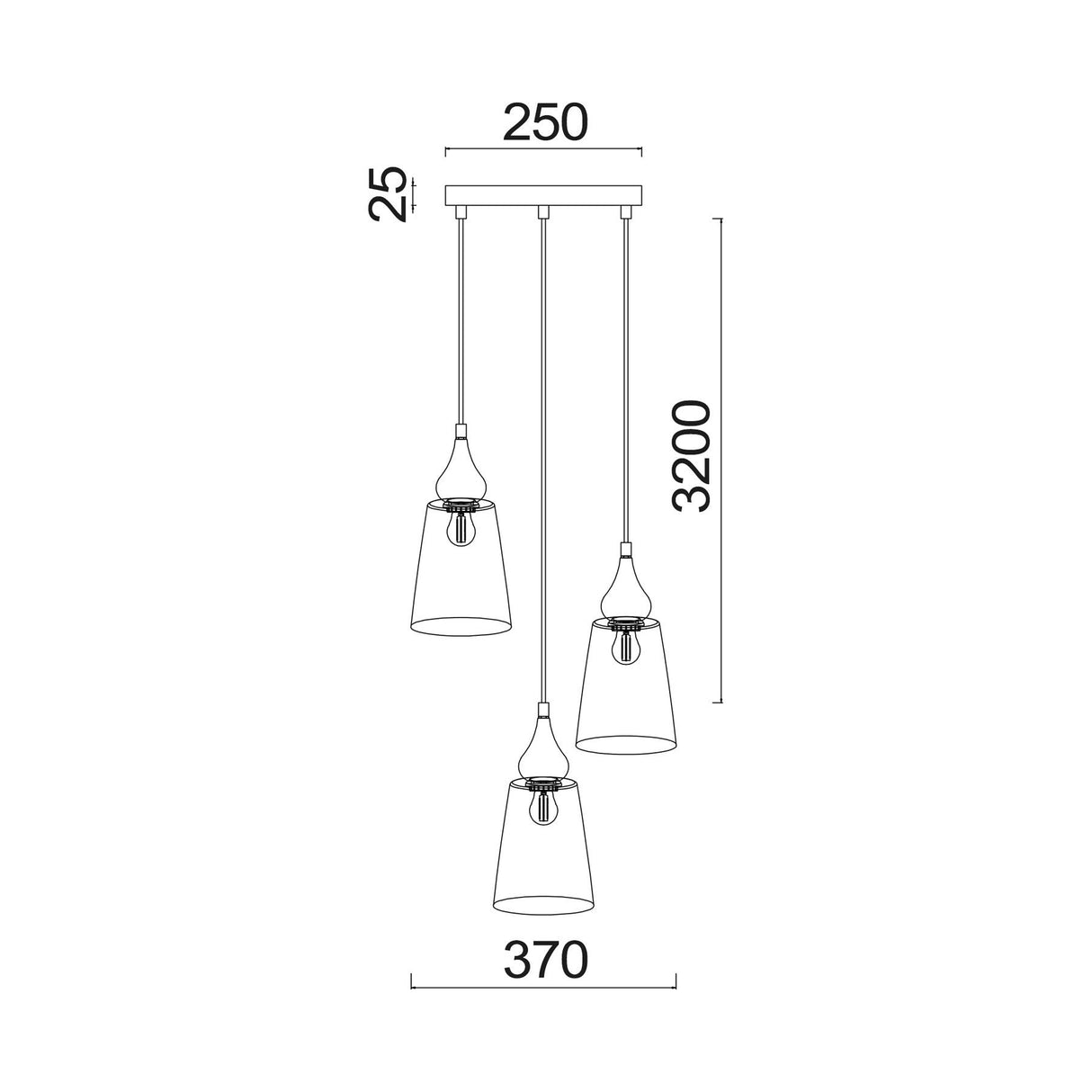 CLA JEREZ2 Interior Black Smoke Glass Flat Top Ellipse Pendant Lights