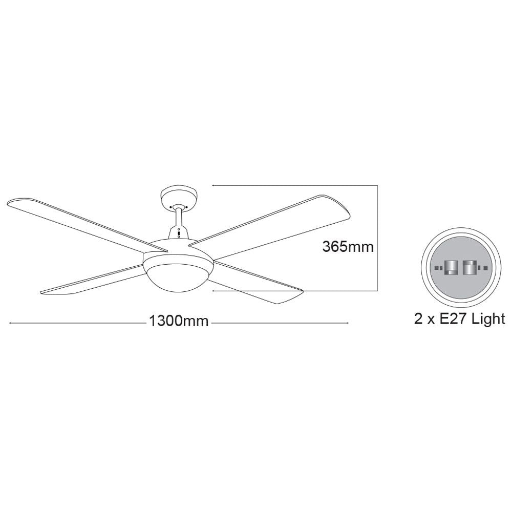 Martec Lifestyle 52″ Ceiling Fan With E27 Light