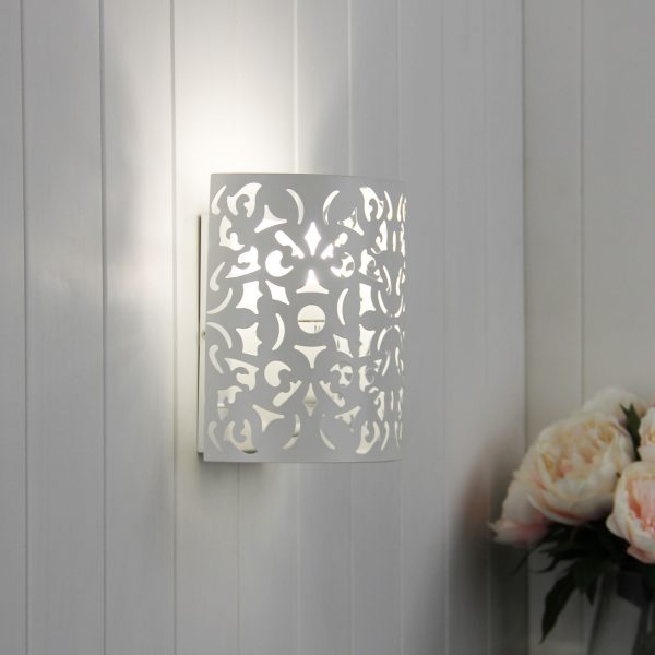 Oriel Vicky Wall Light White Laser Cut Metal Wall Mounted Light