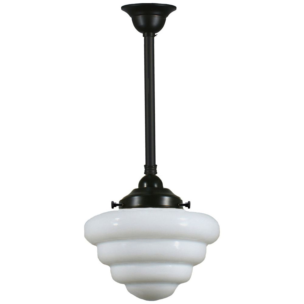 Lighting Inspiration Beehive 10'' Opal Rod Pendant 3/4'' Half Meter Patina Black