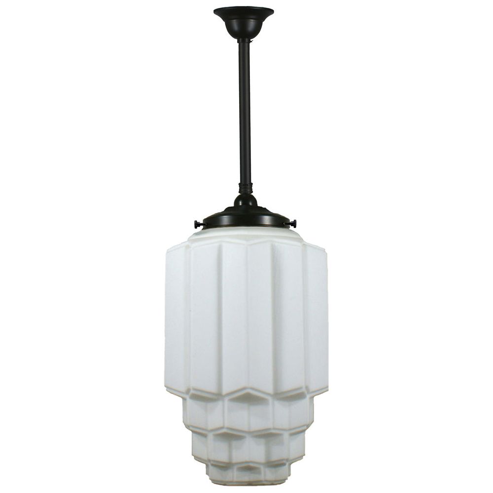 Lighting Inspiration Bergerac Opal Matt Rod Pendant 3/4'' Half Meter Patina Black