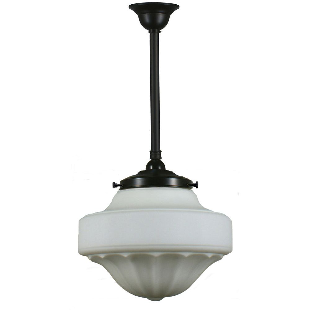 Lighting Inspiration Derby 13'' Opal Matt Rod Pendant 3/4'' Half Meter Patina Black