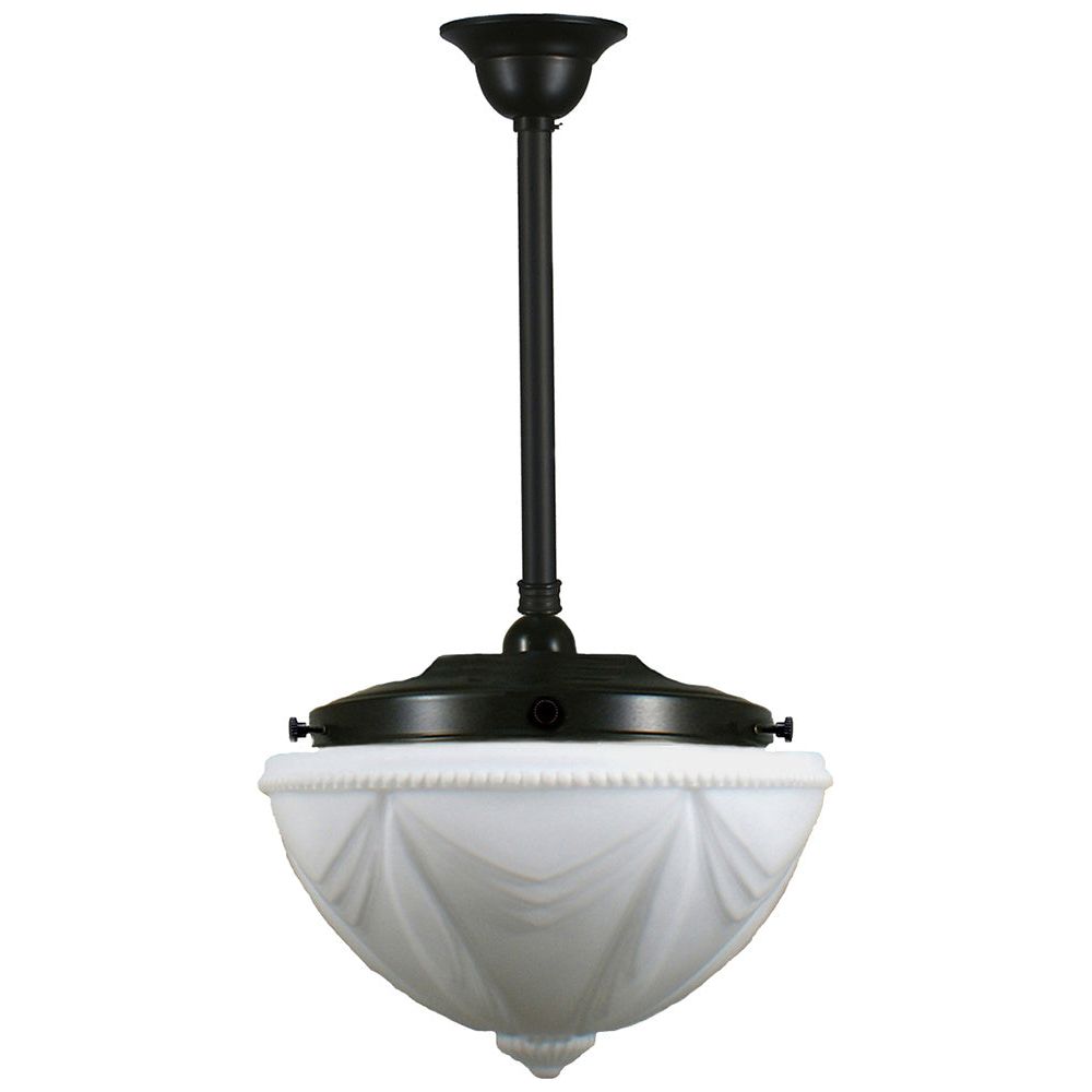 Lighting Inspiration Empire 14'' Opal Matt Rod Pendant 3/4'' Half Meter Patina Black