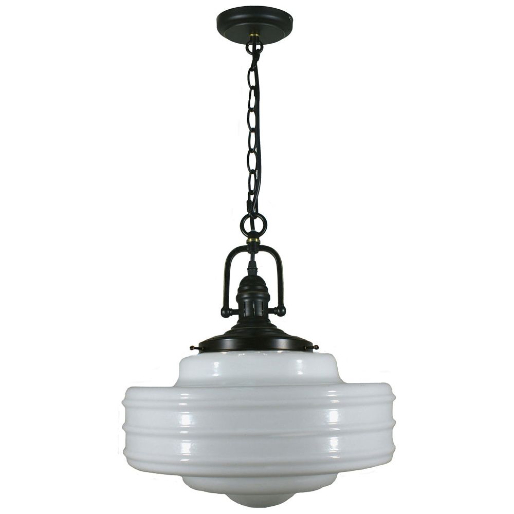 Lighting Inspiration Paramount Detroit 14'' Opal 1Lt Pendant Black Flex Patina Black