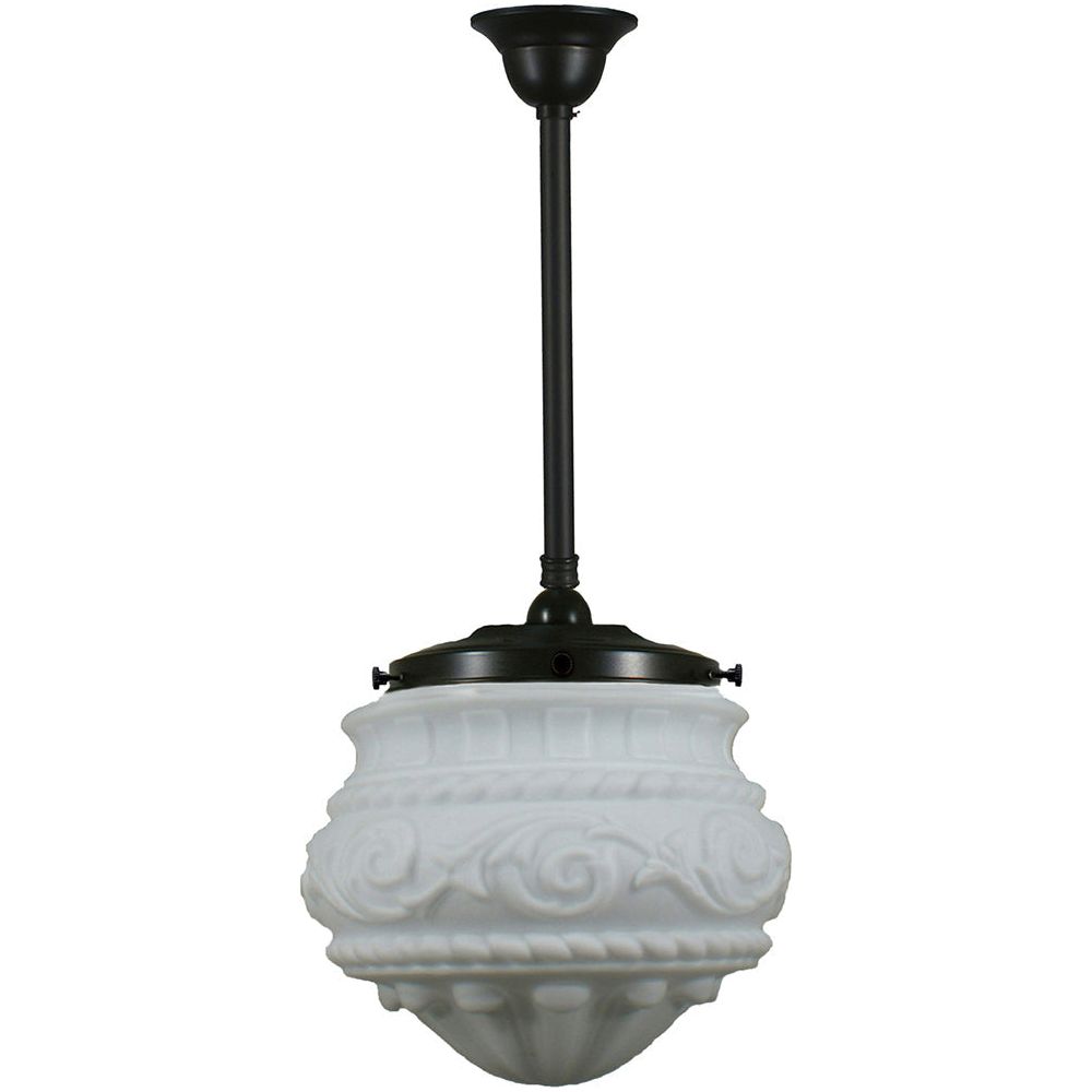 Lighting Inspiration Premier 12'' Opal Matt Rod Pendant 3/4'' Half Meter Patina Black