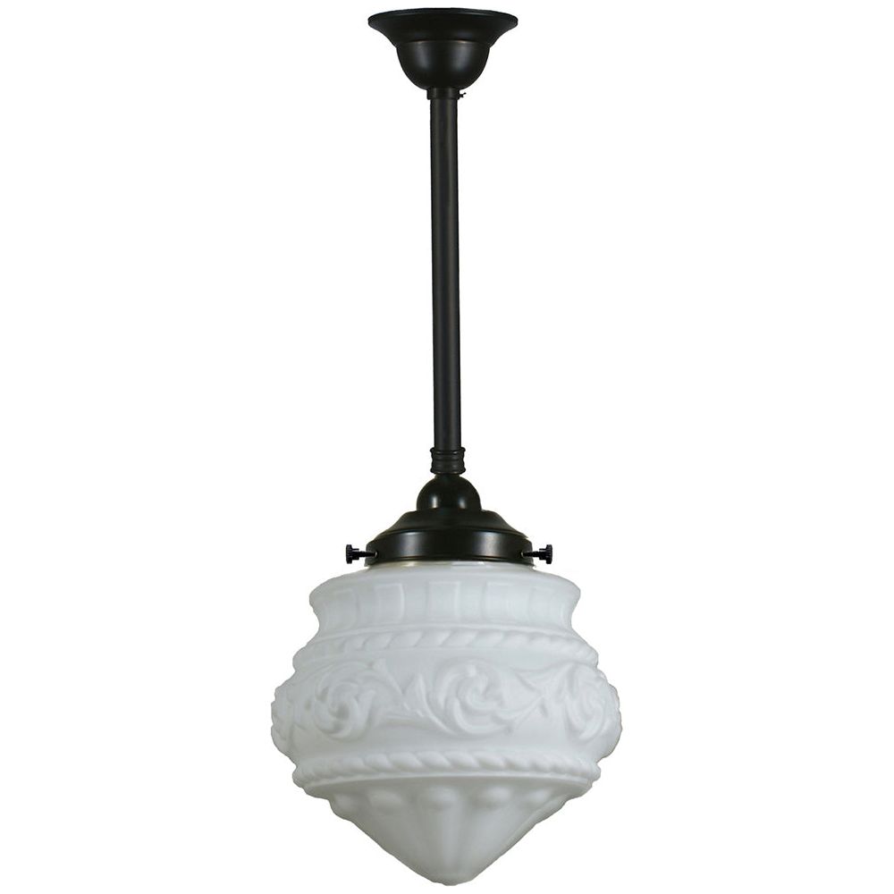 Lighting Inspiration Premier 8'' Opal Matt Rod Pendant 1/2'' Half Meter Patina Black