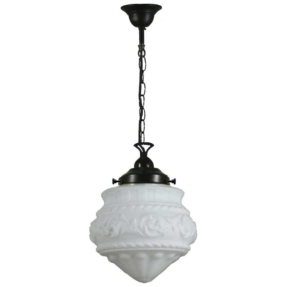 Lighting Inspiration Premier 8'' Opal Matt Single Chain Black Cord Susp Patina Black