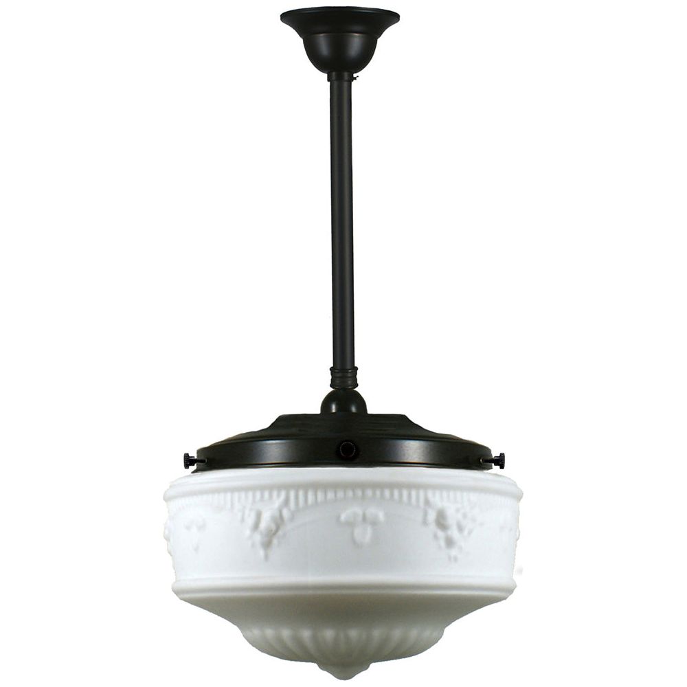 Lighting Inspiration Senator 14'' Opal Matt Rod Pendant 3/4'' Half Meter Patina Black