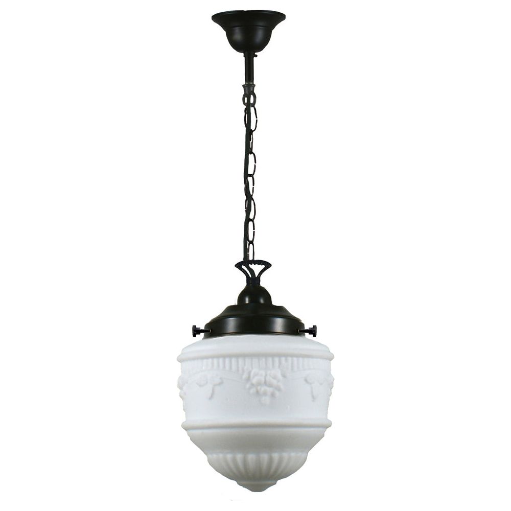 Lighting Inspiration Senator 8'' Opal Matt Single Chain Black Cord Susp Patina Black