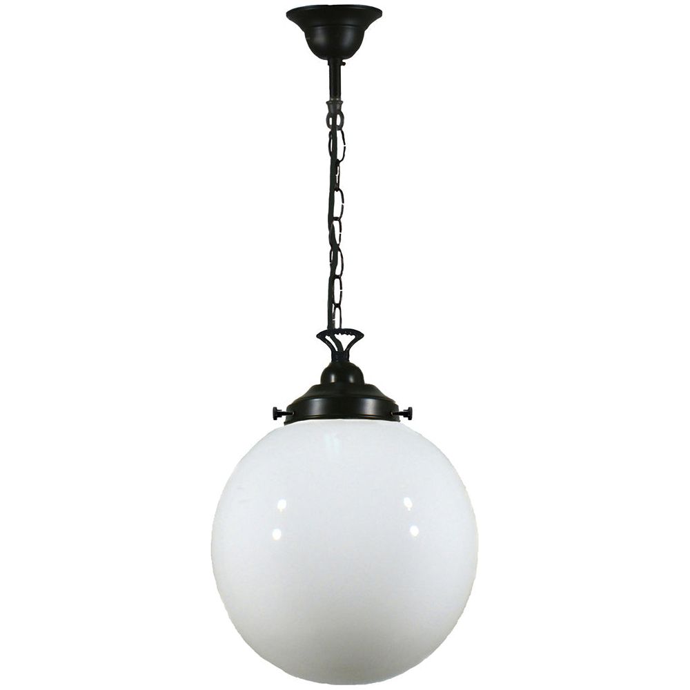 Lighting Inspiration Sphere 10'' Opal Single Chain Brown Cord Susp Patina Black