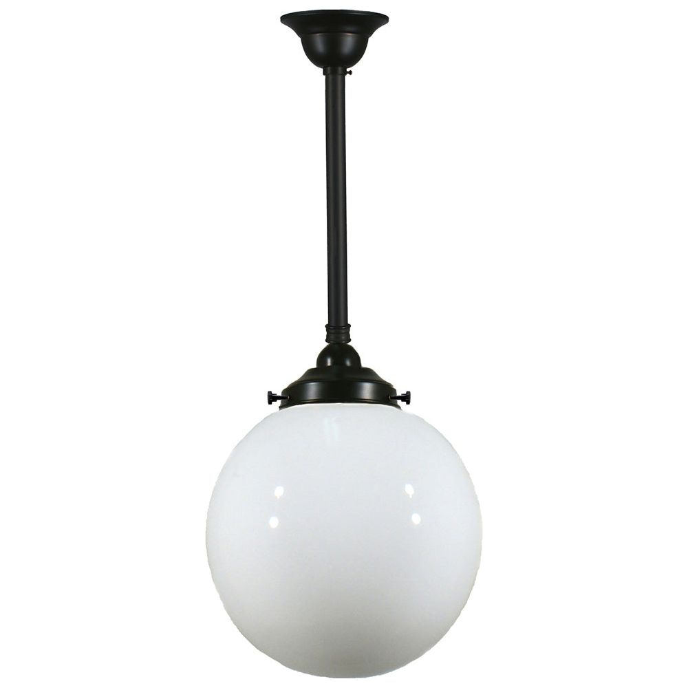 Lighting Inspiration Sphere 10'' Opal Rod Pendant 1/2'' Half Meter Patina Black