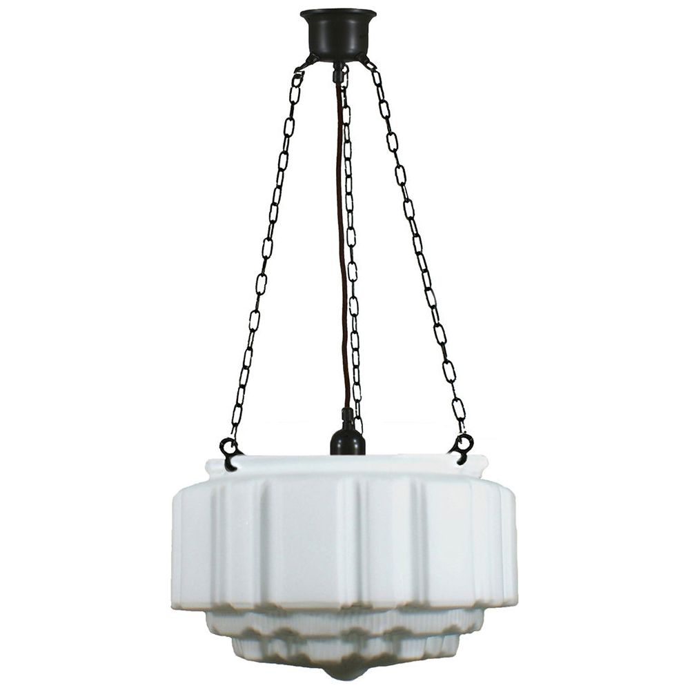 Lighting Inspiration St Kilda 14'' Opal Matt 3 Chain Black Cord Susp Patina Black