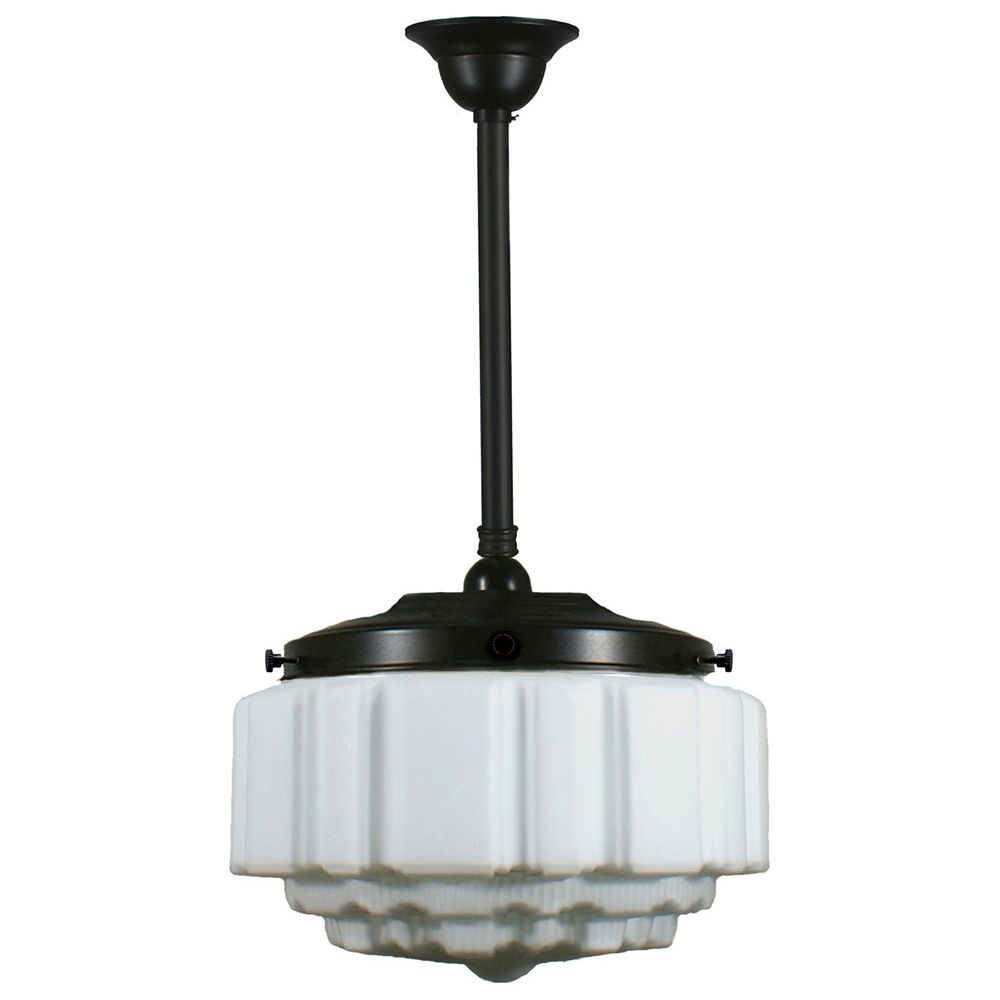 Lighting Inspiration St Kilda 14'' Opal Matt Rod Pendant 3/4'' Half Meter Patina Black