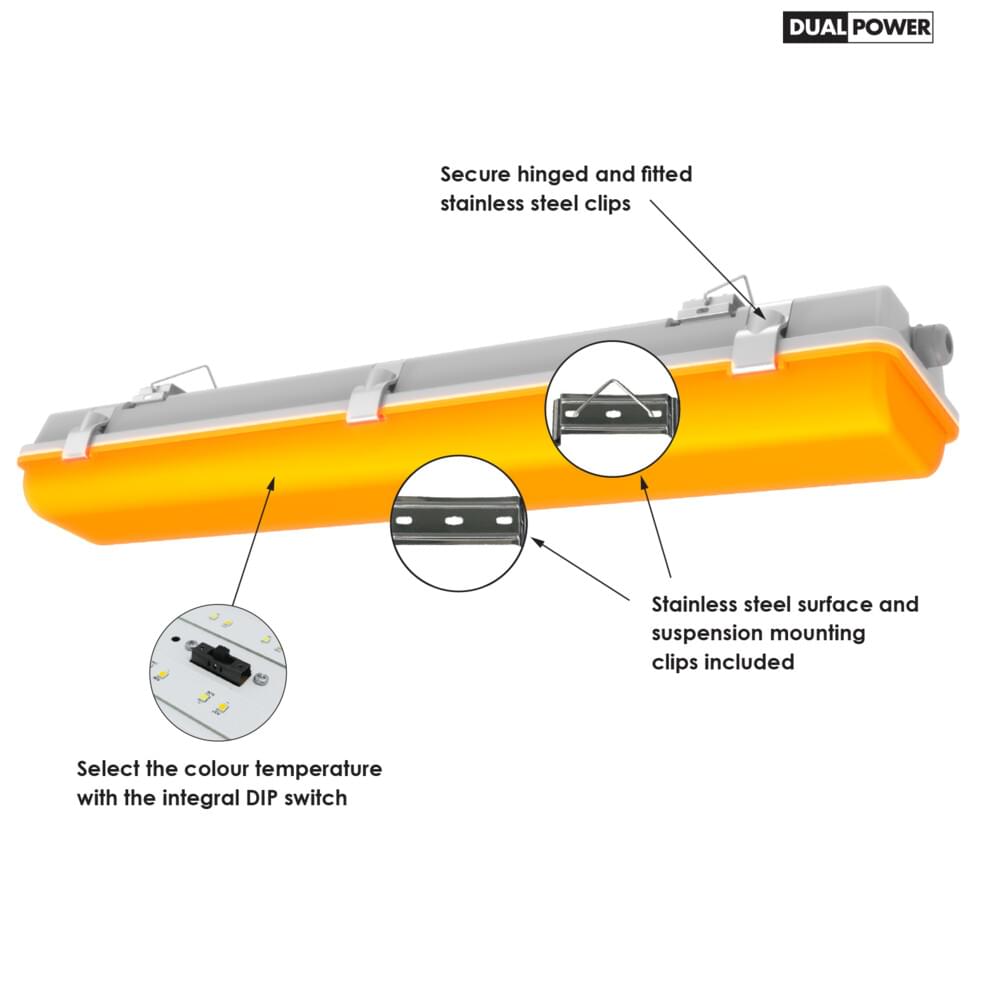 SAL SOL SL9726 10/42W IP65 LED Weatherproof Batten with Dual Colour Selections