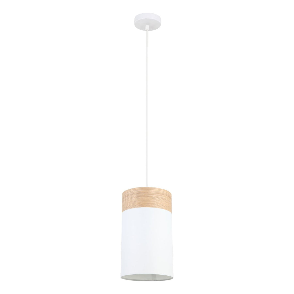 CLA TAMBURA Oblong Cloth Shade with Blonde Wood Trim Pendant Lights