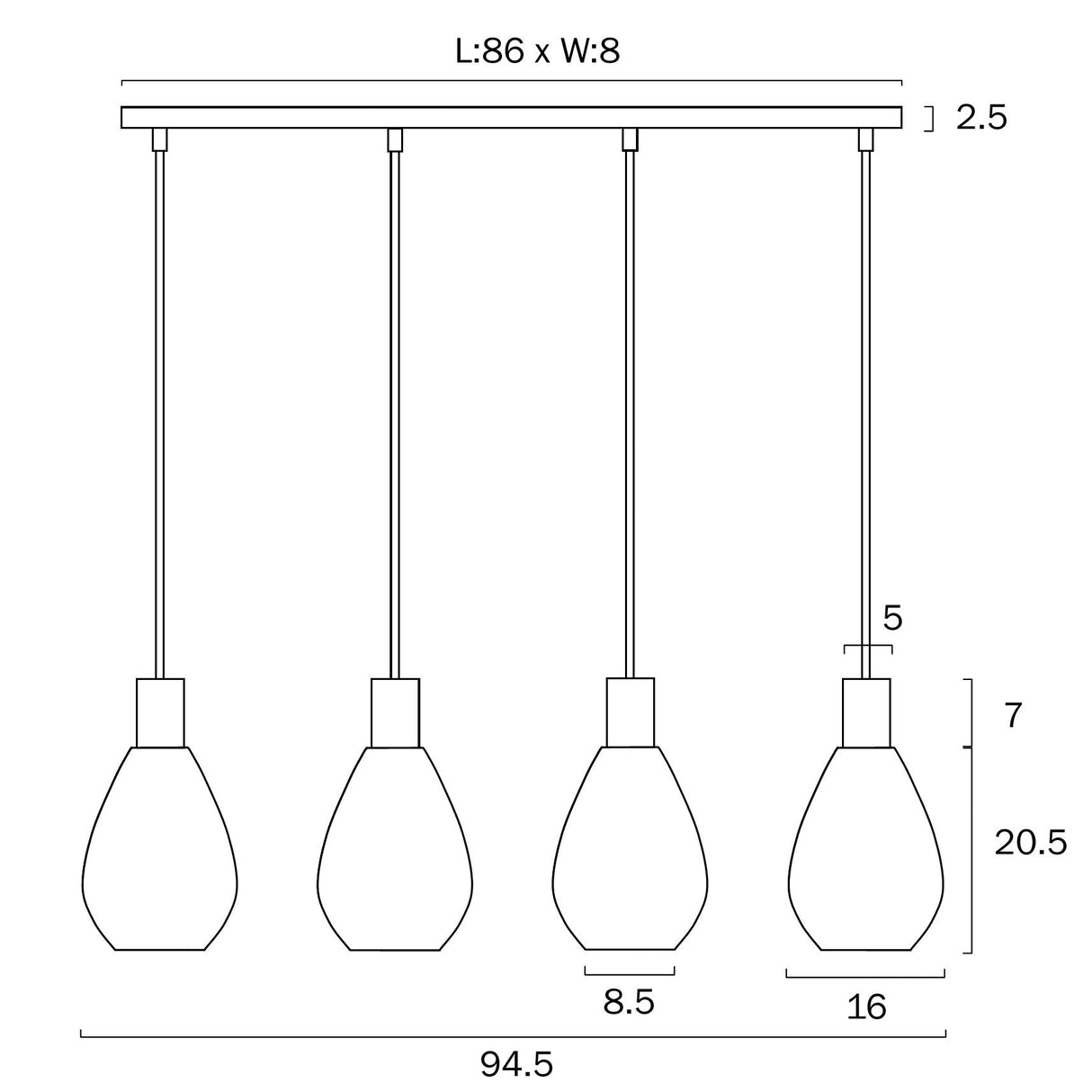 Telbix Tresor 4 Lights Pendant