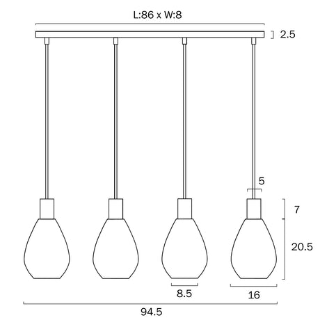 Telbix Tresor 4 Lights Pendant