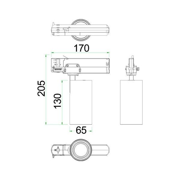 CLA 4 Wire 3 Circuit LED Tri-CCT Dimmable Track Head Fittings