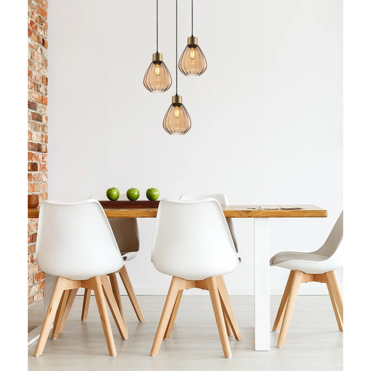CLA TULIP Interior 3 Light Round Wine Glass Ribbed Pendant