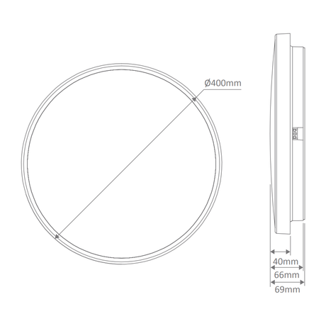 Domus EASY-400 Round 25W 400MM Tricolour LED Dimmable IP54 Oyster Light