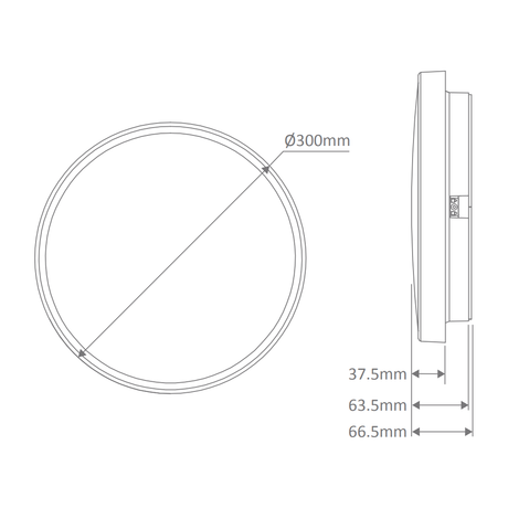 Domus EASY-300 Round 18W 300MM Tricolour LED Dimmable IP54 Oyster Light