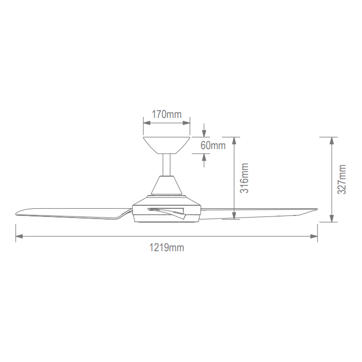 Domus AXIS 3 BLADE 48" DC CEILING FAN WITH LED LIGHT