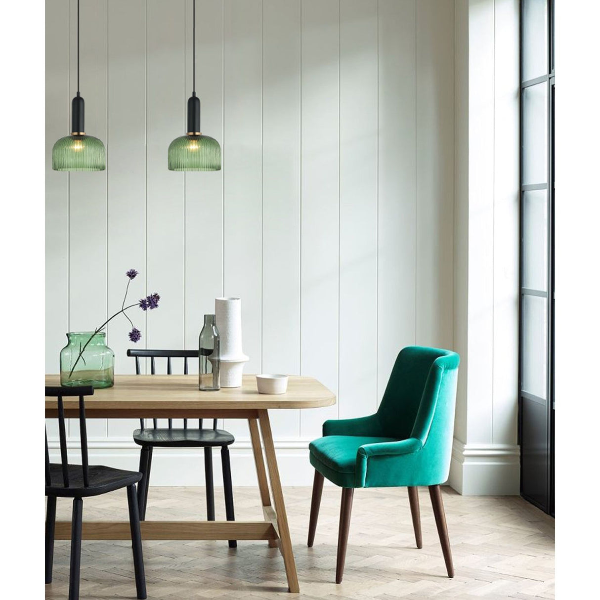 CLA Vintaj Interior Dome Ribbed Glass Pendant Lights