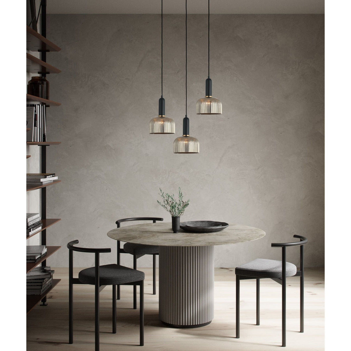 CLA Vintaj Interior Dome Ribbed Glass Pendant Lights