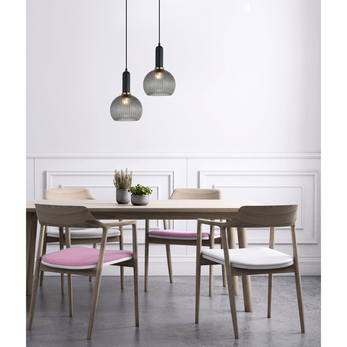 CLA Vintaj Interior Wine Glass Ribbed Glass Pendant Lights