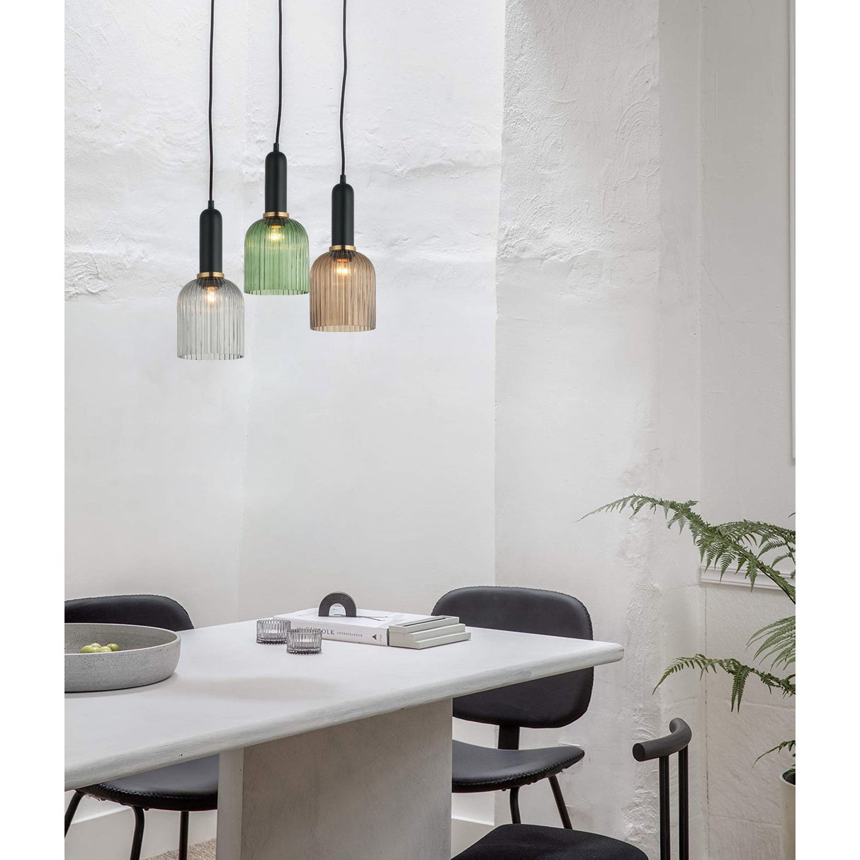 CLA Vintaj Interior Ellipse Ribbed Glass Pendant Lights
