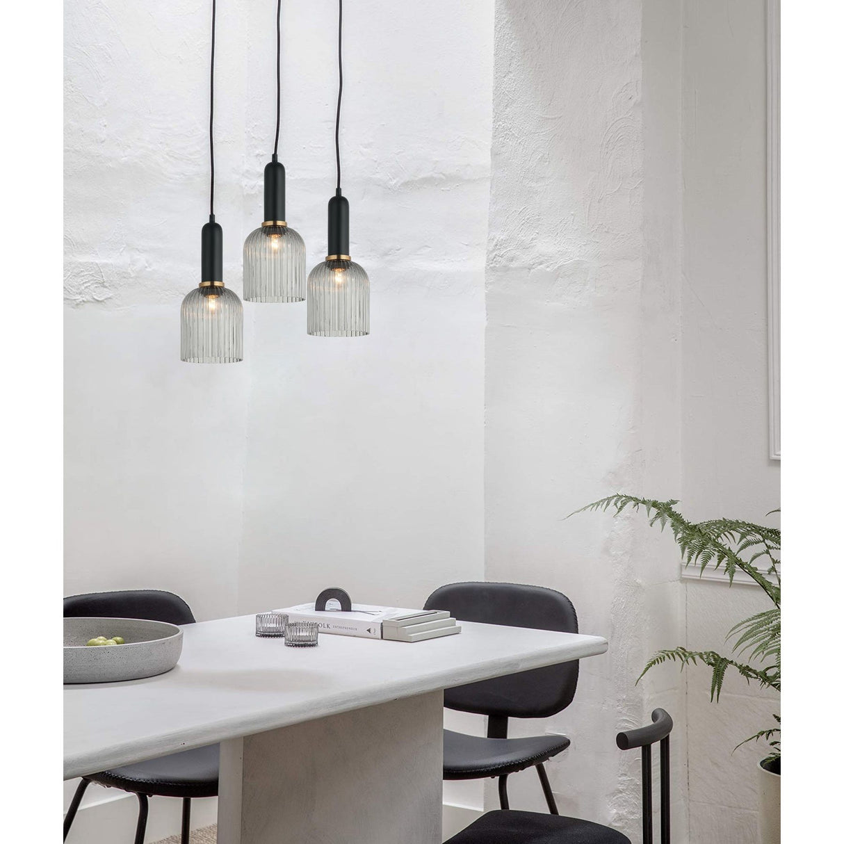 CLA Vintaj Interior Ellipse Ribbed Glass Pendant Lights