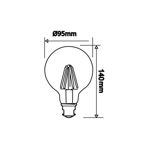 CLA Led G95 6W Filament Dimmable Globes