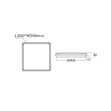 3A AC9002 18W IP54 Dimmable LED Ceiling Light Square