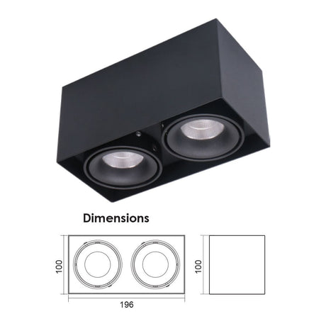 SAL Dice II S9016/2 18W Surface Mount Rectangular Dimmable LED Downlight