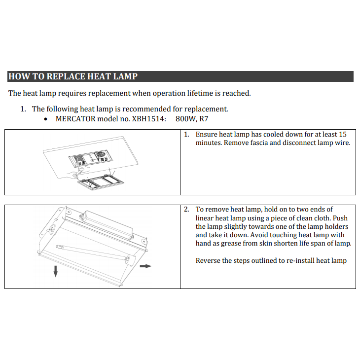 Mercator R7S 800W Heat Lamp suits Domino